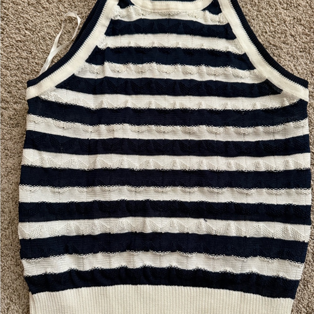 White House Black Market Navy and White Striped Sweater